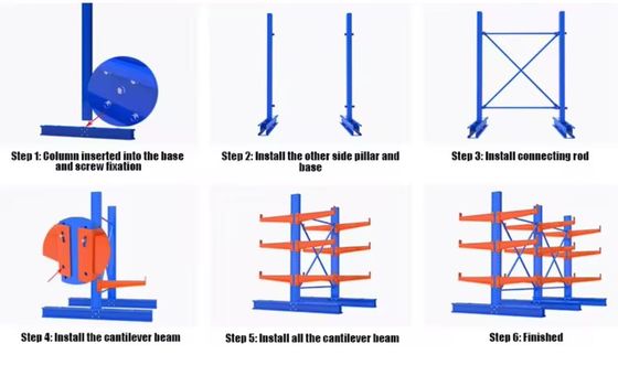 Powder Coated Industrial Cantilever Racks Single Or Double Sided 8-20 Feet Height